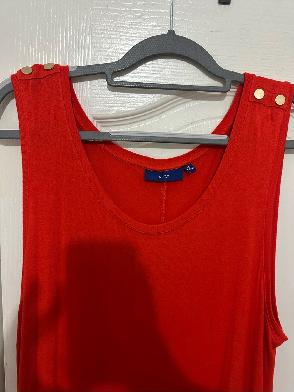 Apt. 9 Bright blood orange Sleeveless Tank with Gold Button Accents